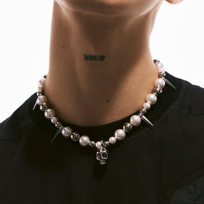 Beaded Siren Skull Necklace