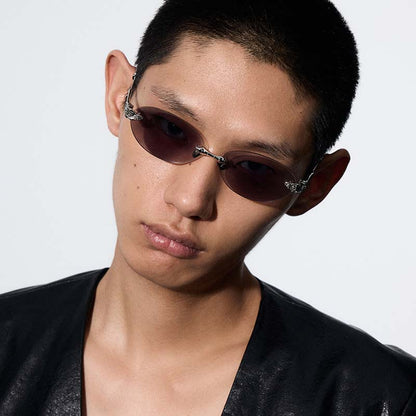 Skeletal Piercing Rimless Sunglasses (Clear Photochromic)