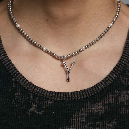 S925 Sterling Silver Bone Letter Pendant