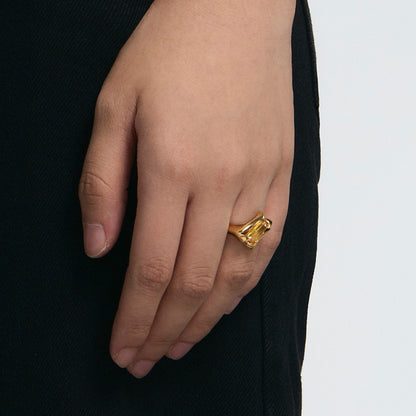 Spiked Yellow Square-Cut Ring