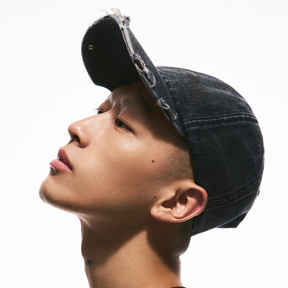 Asymmetrical Washed Denim Cap