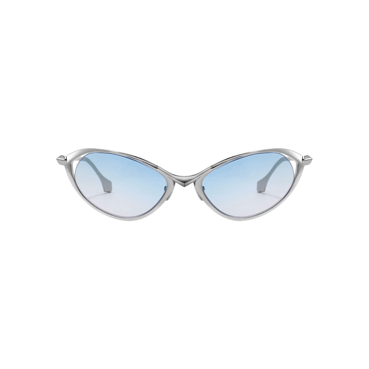 Gradient Blue Metal-Frame Sunglasses