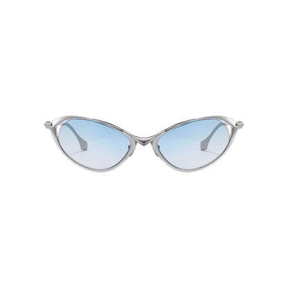 Gradient Blue Metal-Frame Sunglasses