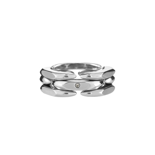 Rhinestone Inlay Structured Adjustable Ring