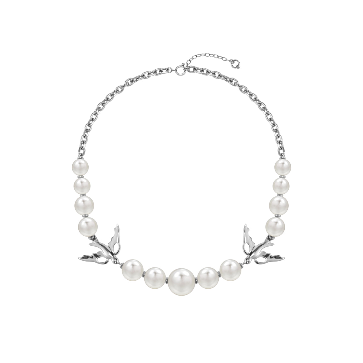 Double Peace Dove Pearl Necklace