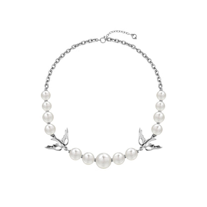 Double Peace Dove Pearl Necklace