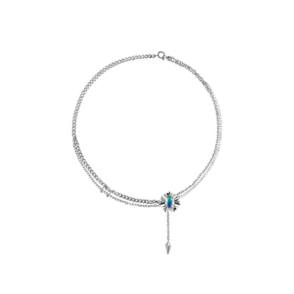 Cornflower Double-Layer Drawstring Necklace