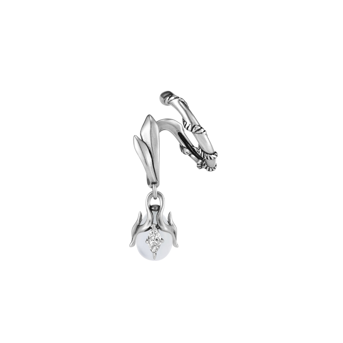 S925 Booby Bird Feather Double Layer Ear Cuff