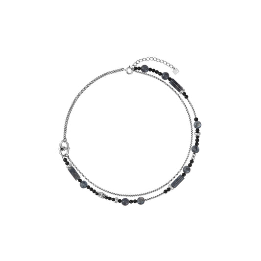 S925 Warthog Nose Ring Beaded Necklace