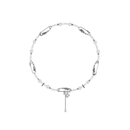 S925 Booby Bird Pin Pearl Necklace