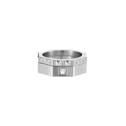 Studded Square-Cut Ring Set