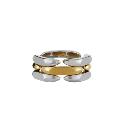Gold and Silver Structured Adjustable Ring