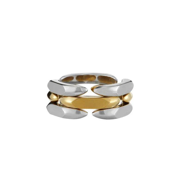 Rhinestone Inlay Structured Adjustable Matching Couple Rings Bundle