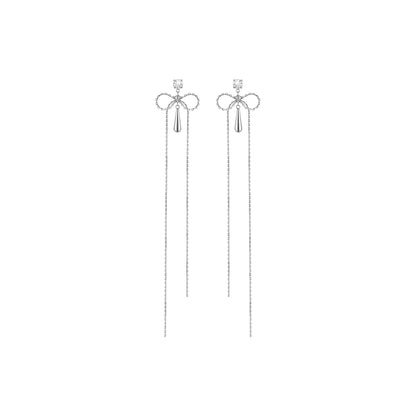 Ribbon Bow Zircon Drop Earrings