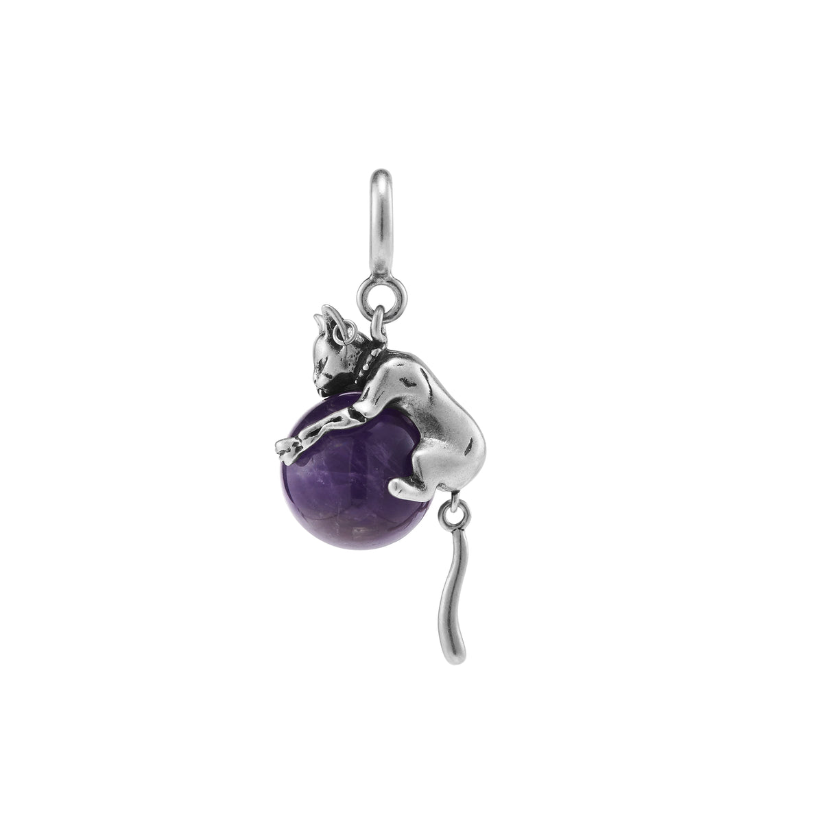 S925 Night Cat Silver Pendant