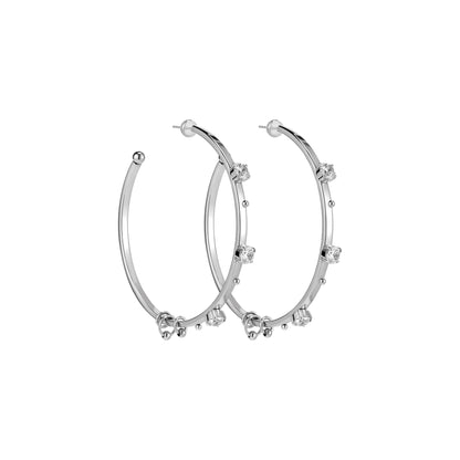 Pierced Crystal-Set Large Hoop Earrings