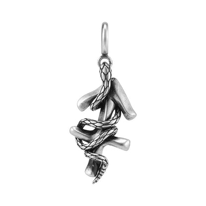 Silver Snake Zodiac Necklace Pendant
