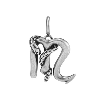 Silver Snake Zodiac Necklace Pendant