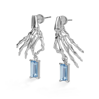 The X-Files Skeleton Hand and Square Diamond Pendant Earrings