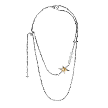 Star of Bethlehem Gold And Silver Color-Blocked Adjustable Christmas Star Necklace