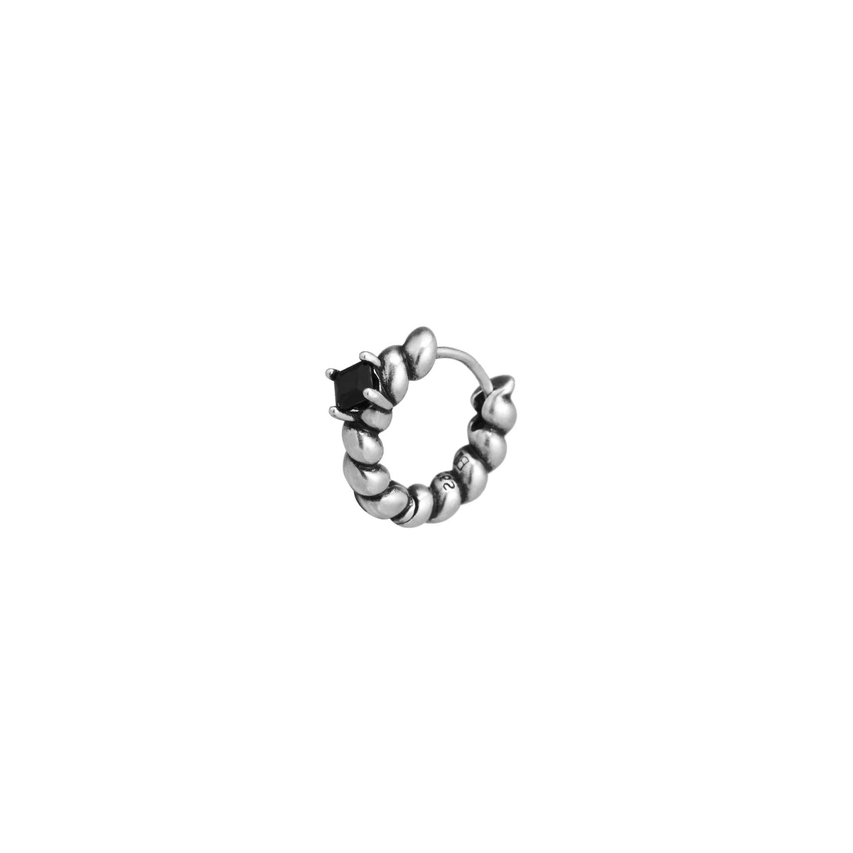 Twisted Hoop Earrings with Black Cubic Zirconia - view 3