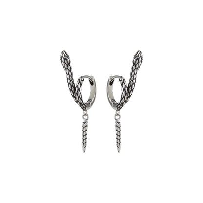 Rattlesnake Drop Hoop Earrings - view 1