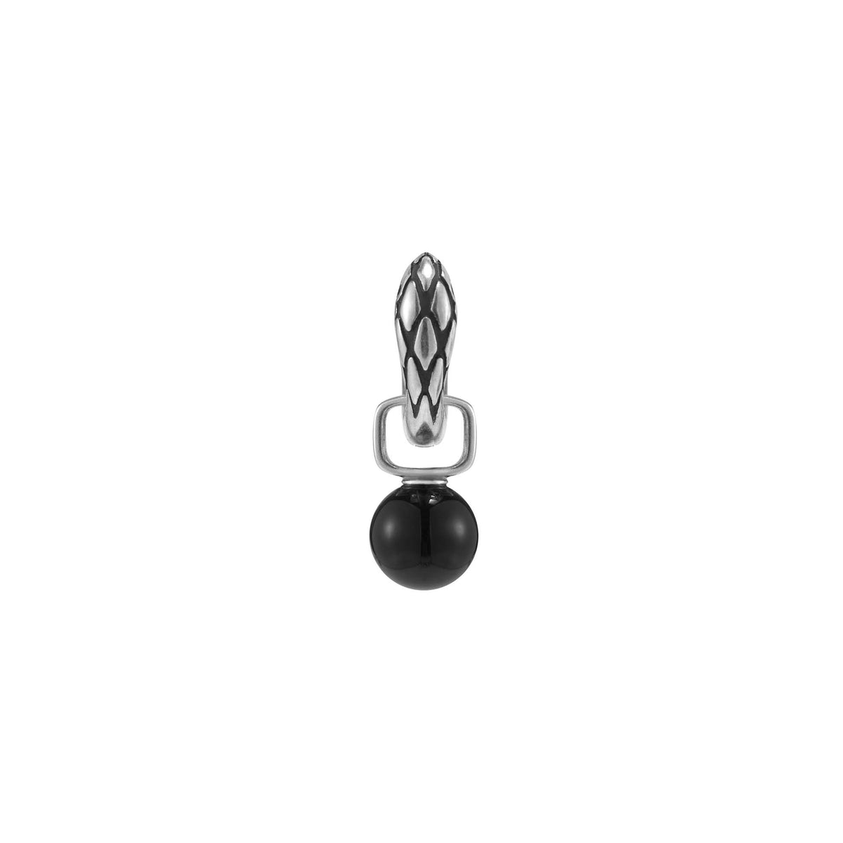 S925 Double-Headed Serpent Black Onyx Hoop Earrings, view 3