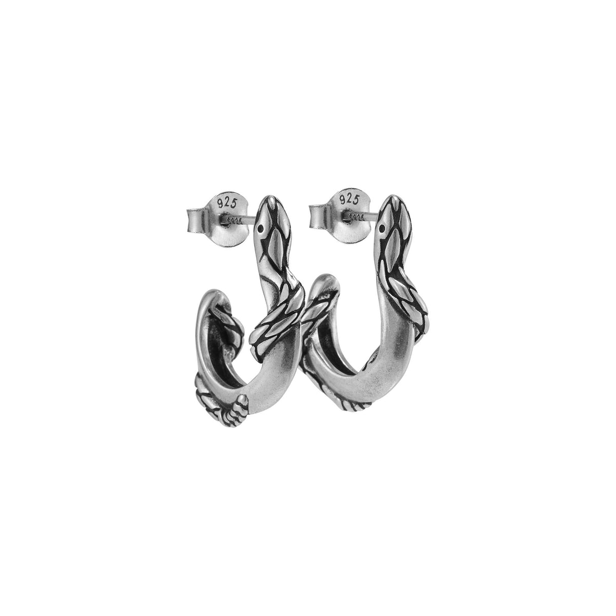 S925 Coiled Serpent Hoop Earring (Single), view 2