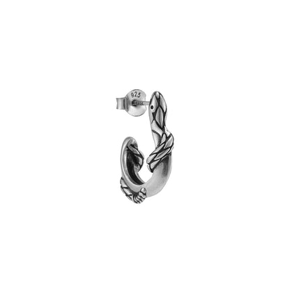 S925 Coiled Serpent Hoop Earring (Single), view 4