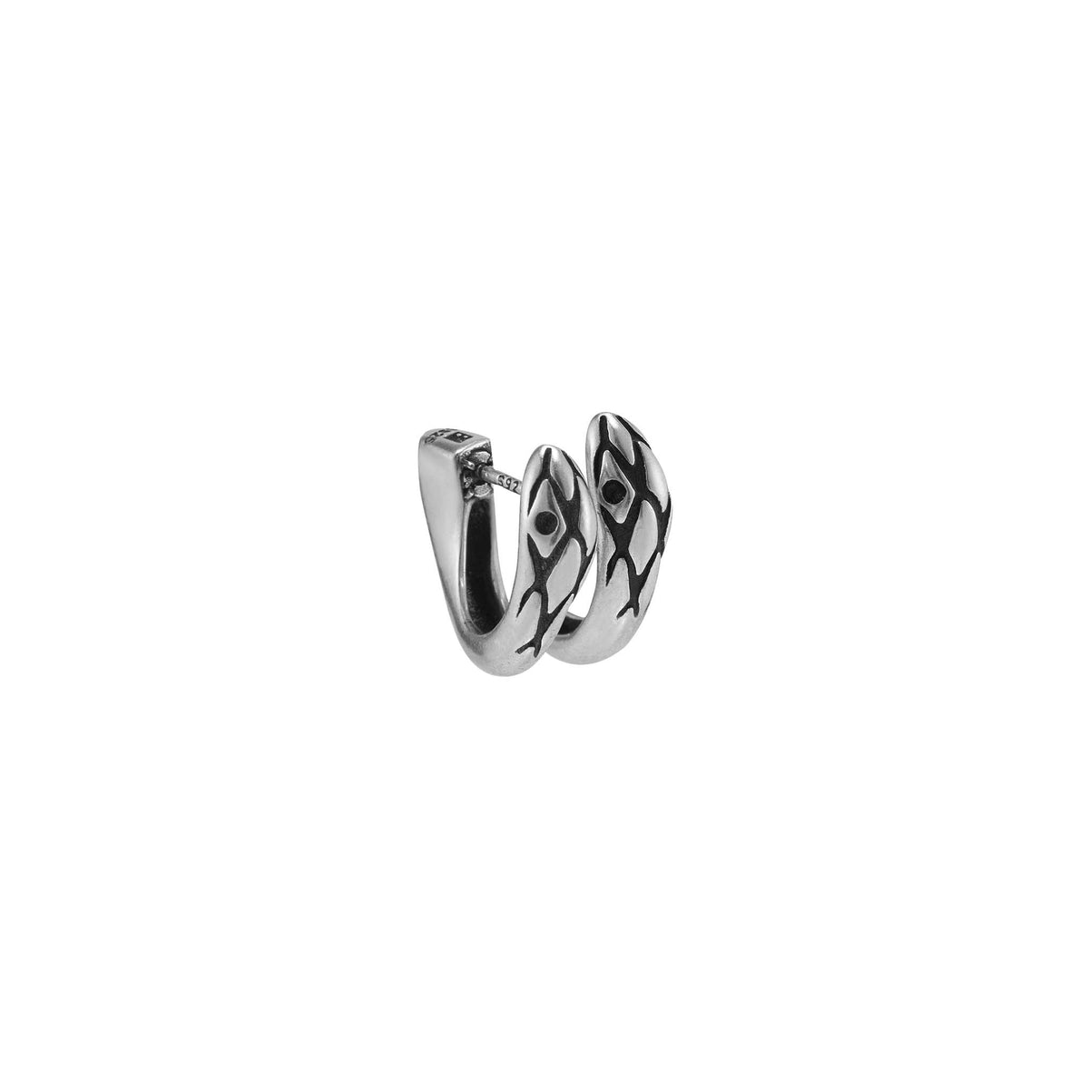 S925 Double-Headed Serpent Ear-Wrap Stud Earring (Single), view 3