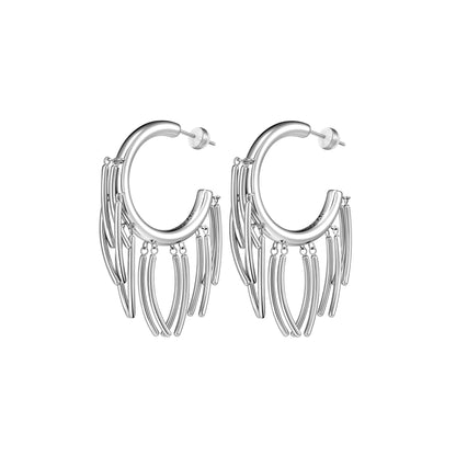 Flowing Light Tassel Hoop Earrings