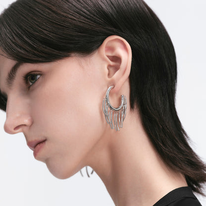 Flowing Light Tassel Hoop Earrings