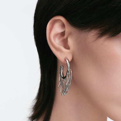 Flowing Light Tassel Hoop Earrings