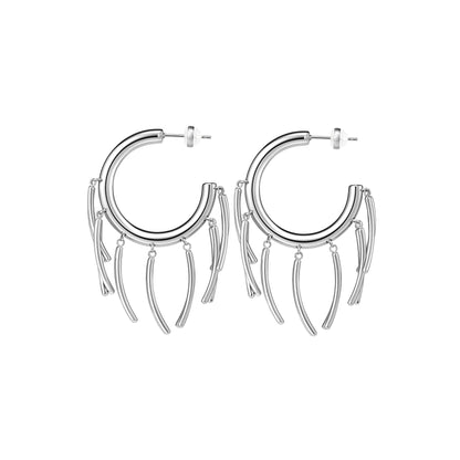 Flowing Light Tassel Hoop Earrings
