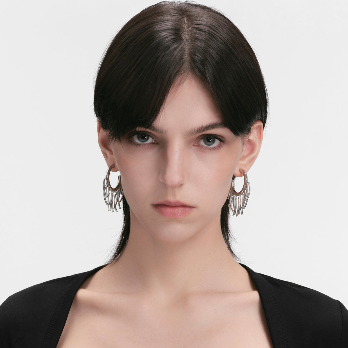 Flowing Light Tassel Hoop Earrings