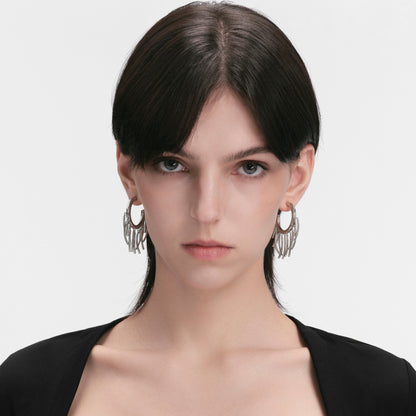 Flowing Light Tassel Hoop Earrings