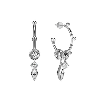 Triple Serpent Prismatic Hoop Earrings