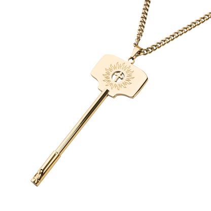 Flame Cross Key Pendant Titanium Steel Necklace