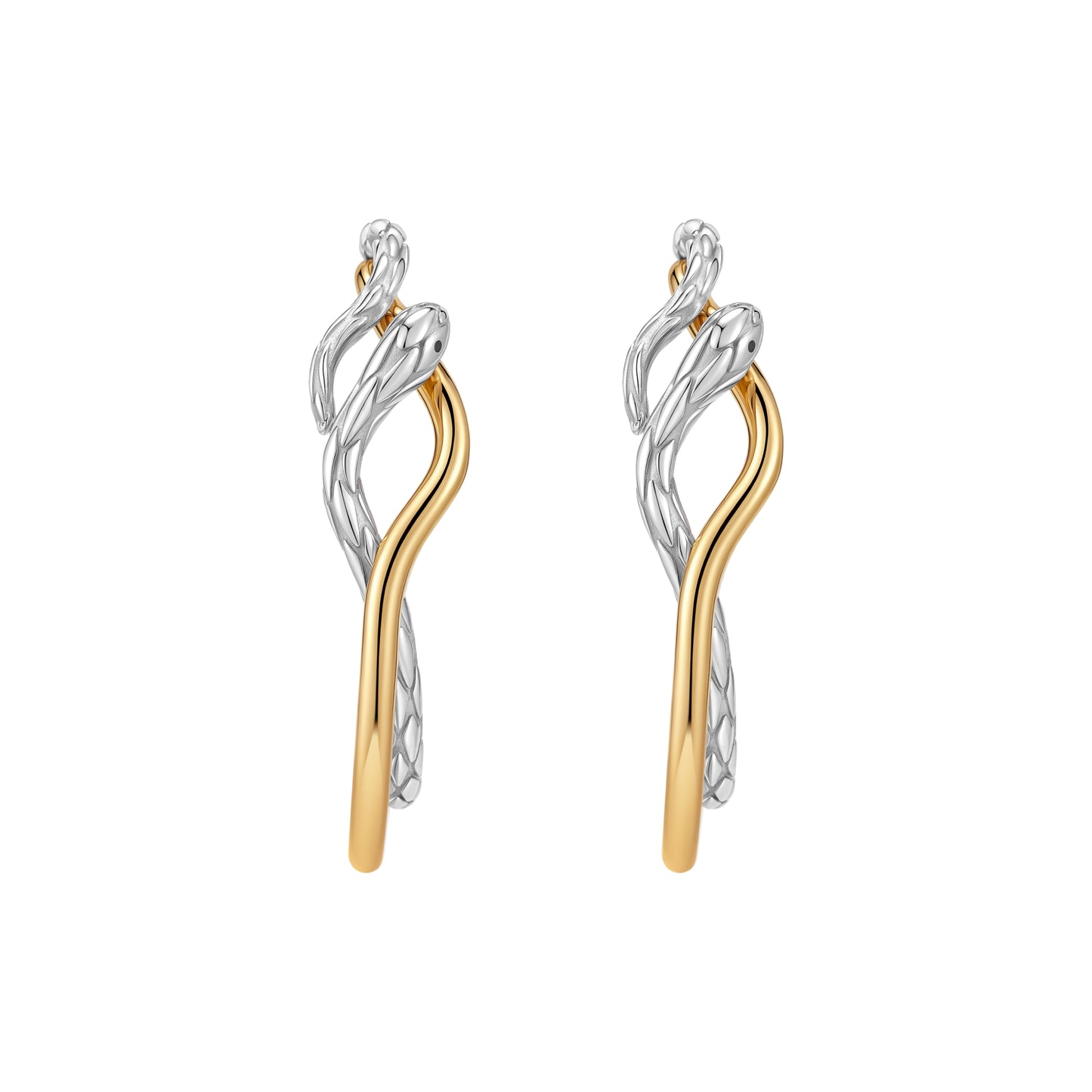 Snake Loop Double Layer Earrings (Two-Tone)