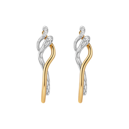 Snake Loop Double Layer Earrings (Two-Tone)