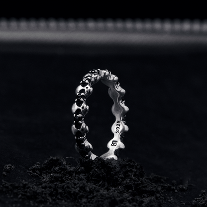 S925 Skull Black Zircon Pinky Ring