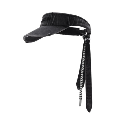 Denim Lace-Up Open-Top Cap