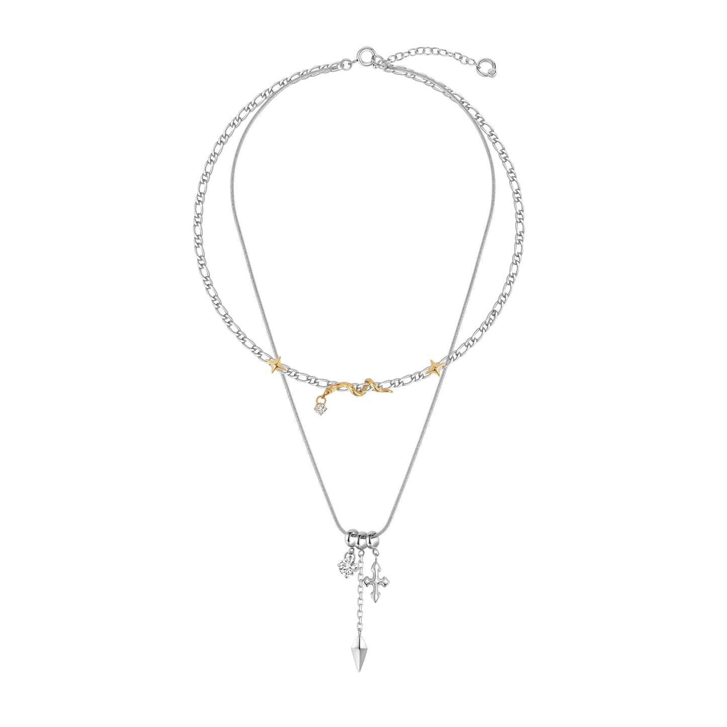 Starburst Key Mini Snake Double Layer Necklace