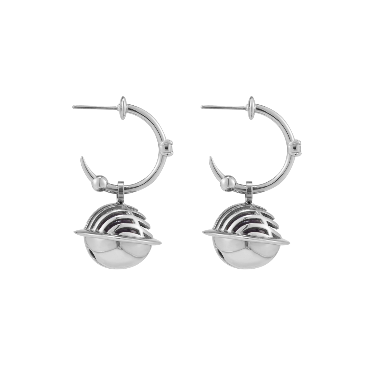 Planet Calling Jingle Bell Amethyst Drop Earrings