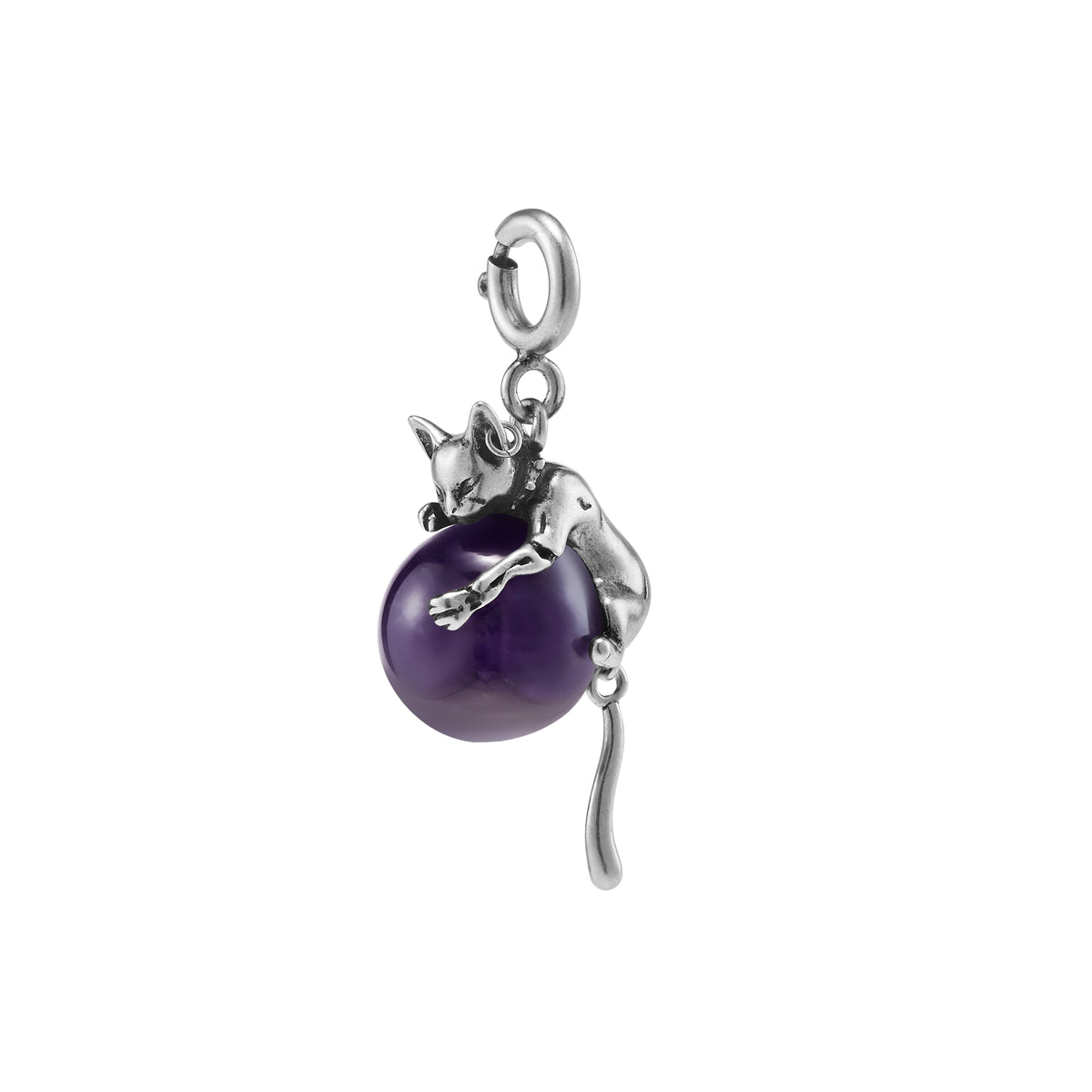 S925 Night Cat Silver Pendant