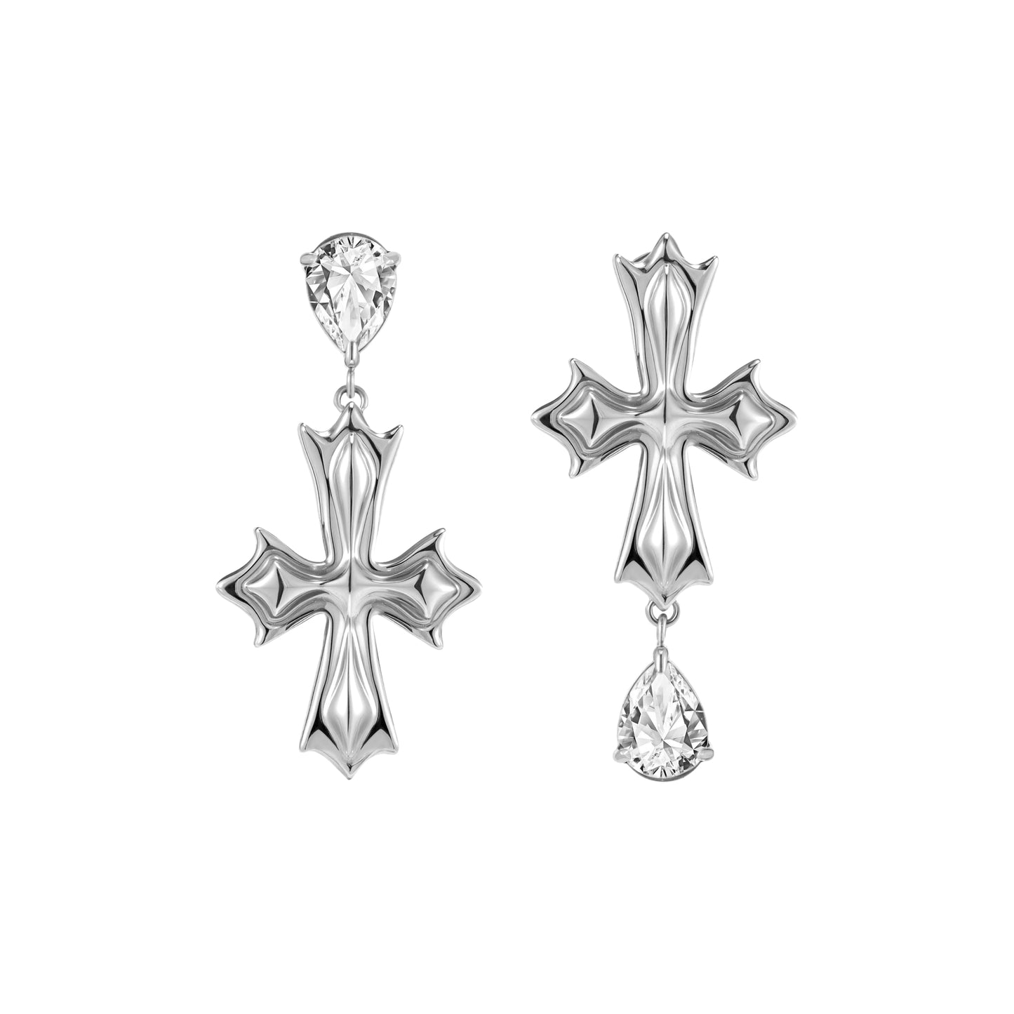 Crossflower Pendant Stud Earrings