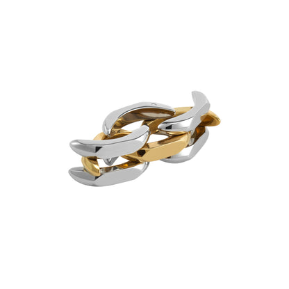 Gold and Silver Structured Adjustable Ring