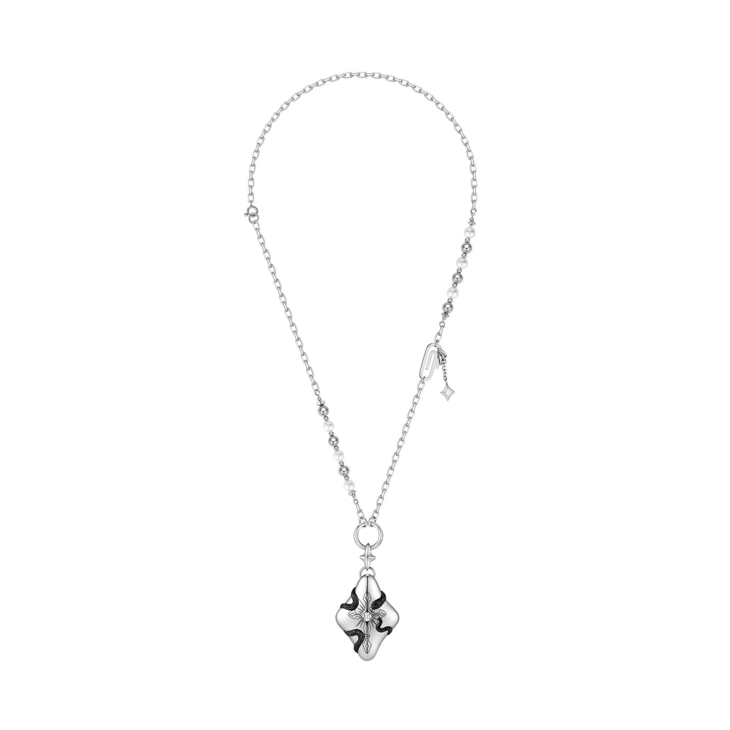 Starburst Key Coiled Snake Perfume Locket Necklace