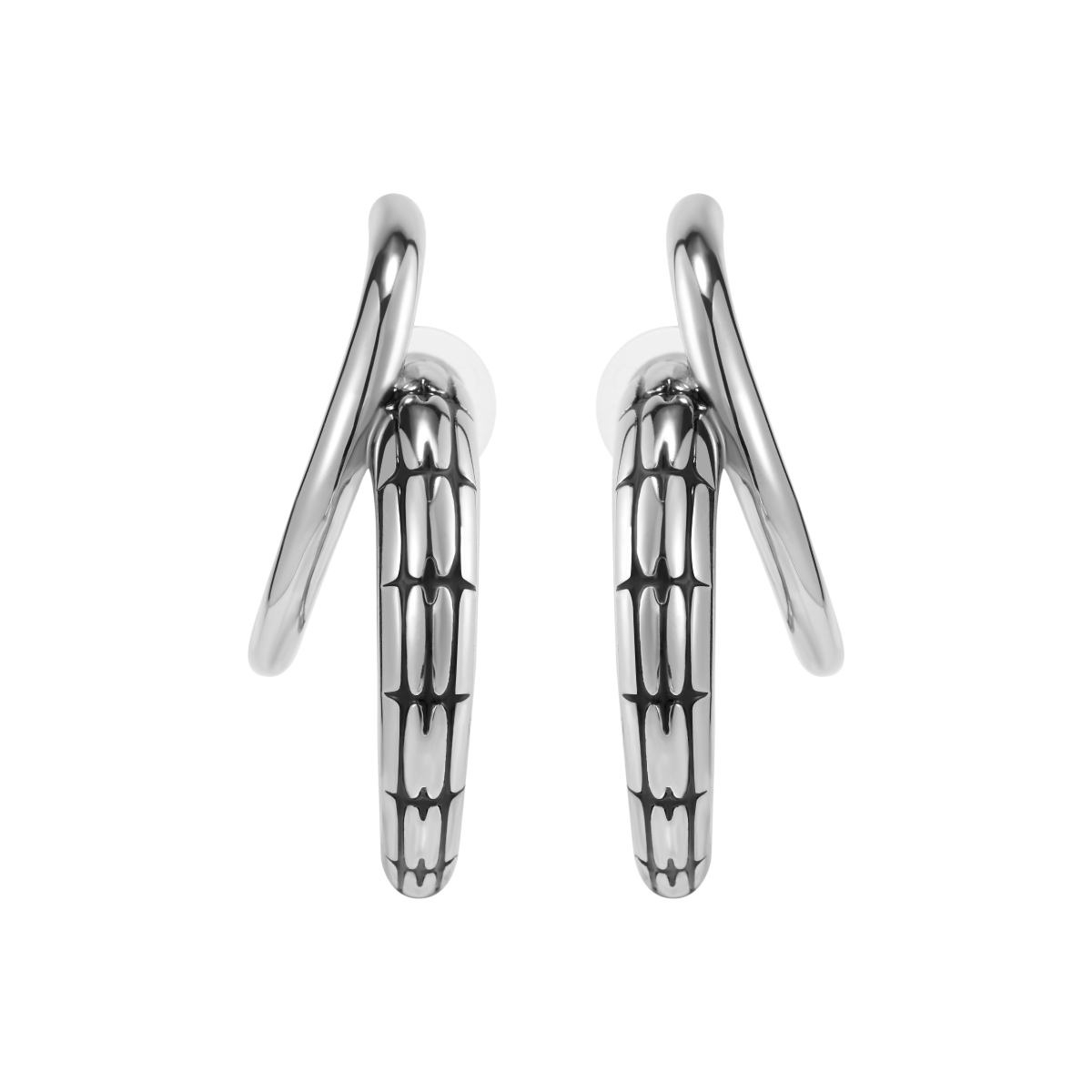 Starburst Snake Pattern Double Ring Earrings