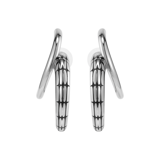 Starburst Snake Pattern Double Ring Earrings